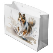 Rough Collieses Große Geschenktüte (Rückseite Schrägansicht)