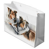 Rough Collieses Große Geschenktüte (Rückseite Schrägansicht)