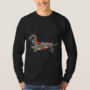 Rough Dackel Hund Silhouette gezüchtet Geometric P T-Shirt
