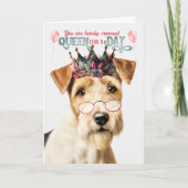 Rough Fox Terrier Dog Queen Day Funny Birthday Karte (Vorderseite)