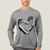 Rough Heart Black & White Design Long Sleeve Grau Tri-Blend Shirt (Vorderseite)