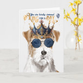 Rough Jack Russell Dog King für Day Funny Birthday Karte (Gelbe Blume)