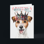 Rough Jack Russell Queen für Day Funny Birthday Karte<br><div class="desc">Eine Blumenkrone schmückt den Kopf dieses niedlichen Jacks Russell,  um dem Hundeliebhaber eine hervorragende und lustige Geburtstagskarte zu kreieren und ihm einen Tag für eine Königin zu wünschen.</div>