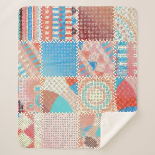 Rough Leinwand Patchwork: Texturierte Vintage Must Sherpadecke (Vorderseite)