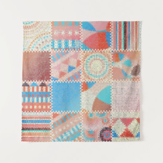 Rough Leinwand Patchwork: Texturierte Vintage Must Wandteppich (Vorderseite)