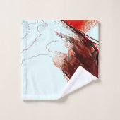 Rough light cyan und stark rot badhandtuch set (Waschlappen)