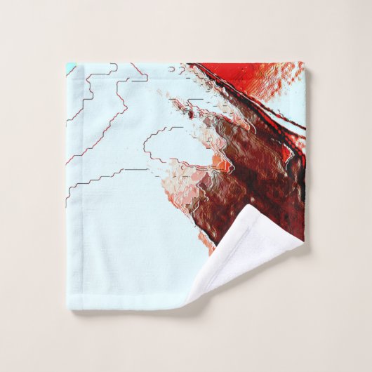 Rough light cyan und stark rot badhandtuch set (Waschlappen)