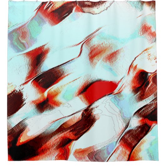 Rough light cyan und stark rot duschvorhang (Vorderseite)