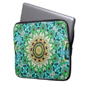 Rough Metal aqua blau und grüne Textur Mandala Laptopschutzhülle (Vorderseite Links)