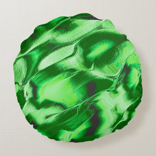 Rough metallic green dunes zeichnend rundes kissen (Rückseite)