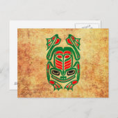 Rough Native Haida Art Frog, rot grün Postkarte (Vorne/Hinten)