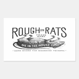 "Rough on Rats-Werbung"-Sticker-Set Rechteckiger Aufkleber