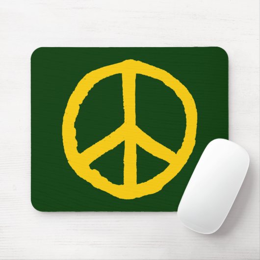 Rough Peace Symbol - Amber auf Dunkelgrün Mousepad (Mit Mouse)