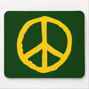 Rough Peace Symbol - Amber auf Dunkelgrün Mousepad