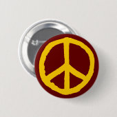 Rough Peace Symbol - Cream Dark Maroon Button (Vorne & Hinten)