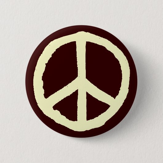 Rough Peace Symbol - Creme auf Brown Button (Vorderseite)