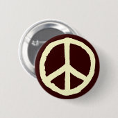 Rough Peace Symbol - Creme auf Brown Button (Vorne & Hinten)