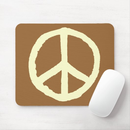 Rough Peace Symbol - Creme auf Brown Mousepad (Mit Mouse)