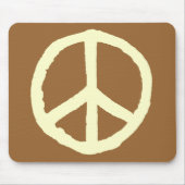 Rough Peace Symbol - Creme auf Brown Mousepad (Vorne)