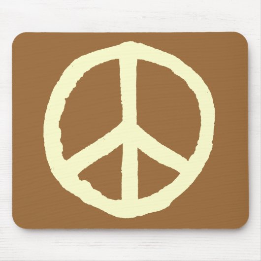 Rough Peace Symbol - Creme auf Brown Mousepad (Vorne)
