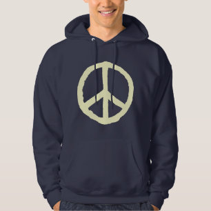 Rough Peace Symbol - Creme auf Dunkel Hoodie