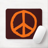 Rough Peace Symbol - Orange auf Dark Brown Mousepad (Mit Mouse)