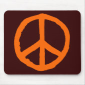 Rough Peace Symbol - Orange auf Dark Brown Mousepad (Vorne)