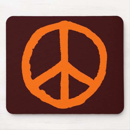 Rough Peace Symbol - Orange auf Dark Brown Mousepad (Vorne)
