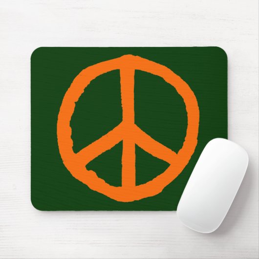 Rough Peace Symbol - Orange auf Dunkelgrün Mousepad (Mit Mouse)