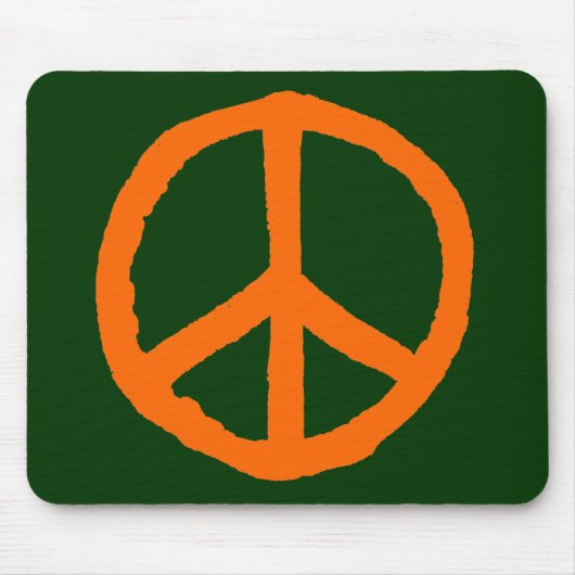 Rough Peace Symbol - Orange auf Dunkelgrün Mousepad (Vorne)