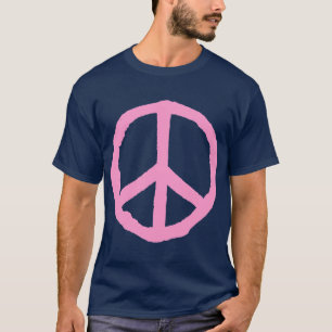 Rough Peace Symbol - Rosa auf dunkel T-Shirt