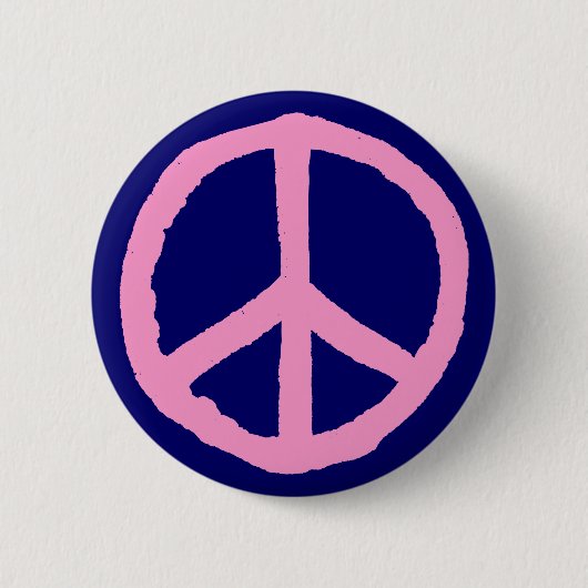 Rough Peace Symbol - Rosa auf dunkelblau Button (Vorderseite)