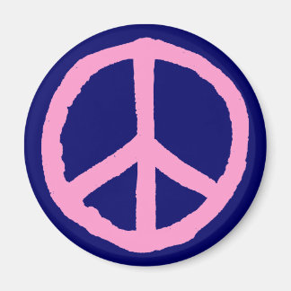 Rough Peace Symbol - Rosa auf dunkelblau Magnet