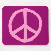 Rough Peace Symbol - Rosa auf dunkelrosa Mousepad (Vorne)