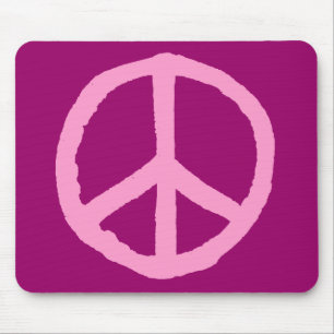 Rough Peace Symbol - Rosa auf dunkelrosa Mousepad