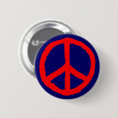 Rough Peace Symbol - Rot auf Dunkelblau Button (Vorne & Hinten)