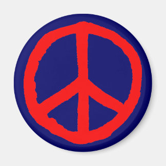 Rough Peace Symbol - Rot auf Dunkelblau Magnet