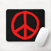 Rough Peace Symbol - Rot auf Schwarz Mousepad (Mit Mouse)