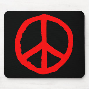 Rough Peace Symbol - Rot auf Schwarz Mousepad