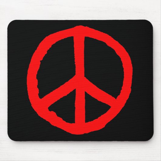 Rough Peace Symbol - Rot auf Schwarz Mousepad (Vorne)