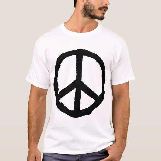 Rough Peace Symbol - Schwarz T-Shirt (Vorderseite)