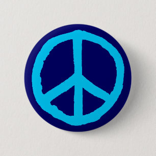 Rough Peace Symbol - Shades of Blue Button