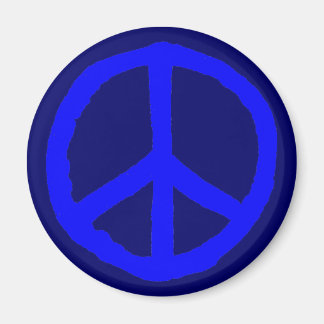 Rough Peace Symbol - Shades of Blue Magnet