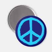 Rough Peace Symbol - Shades of Blue Magnet (Vorderseite/Rückseite)
