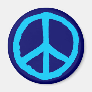 Rough Peace Symbol - Shades of Blue Magnet