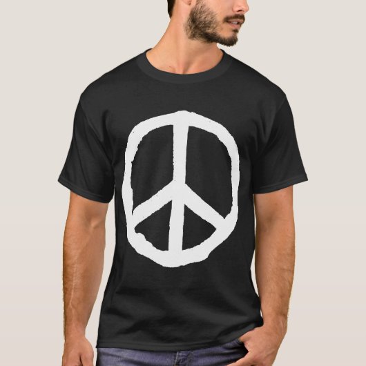 Rough Peace Symbol - Weiß auf Dunkel T-Shirt (Vorderseite)