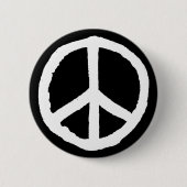 Rough Peace Symbol - Weiß auf Schwarz Button (Vorderseite)