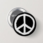 Rough Peace Symbol - Weiß auf Schwarz Button (Vorne & Hinten)