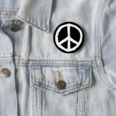 Rough Peace Symbol - Weiß auf Schwarz Button (Beispiel)