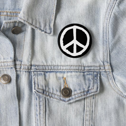 Rough Peace Symbol - Weiß auf Schwarz Button (Beispiel)